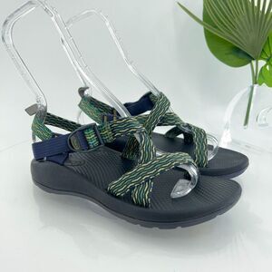 Chaco Ecotread Women Z1  Sandal Size 5 Green Yellow Hike Trail Camp Water Sports